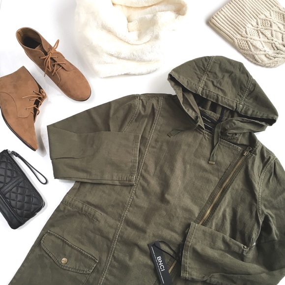 blanc noir Jackets & Blazers - BNCI Blanc Noir | Asymmetrical Zip Long Olive Coat
